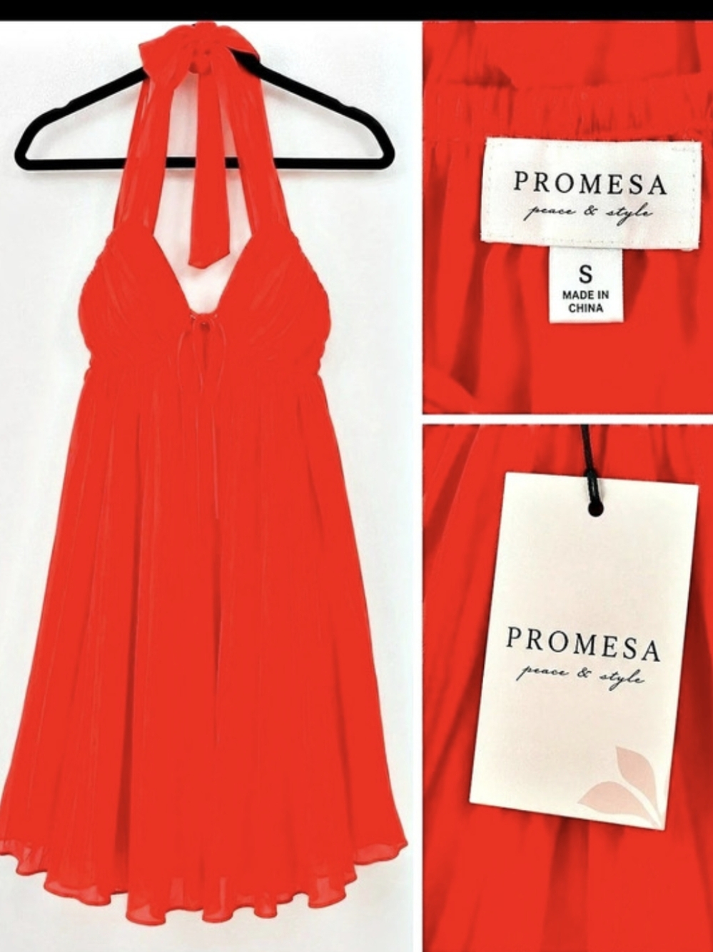 PROMESA Red Halter Maxi Dress Size Small NWT